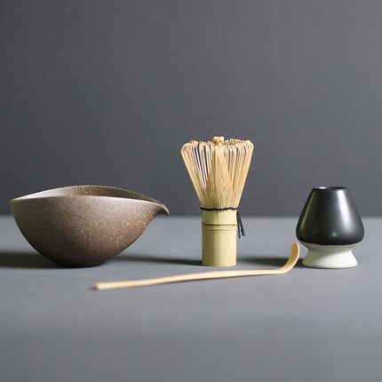 Kompletny zestaw do przygotowania Matcha | duże bambusowe trzepaczki i ceramiczna miska na herbatę