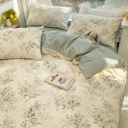 Zestaw pościeli BlossomDream | Miękka mieszanka poliestru i bawełny | Różowa poszwa na kołdrę i poszewki na poduszki w kwiaty | Elegancki wystrój sypialni | Pasuje do łóżek podwójnych, pełnych i typu queen-size