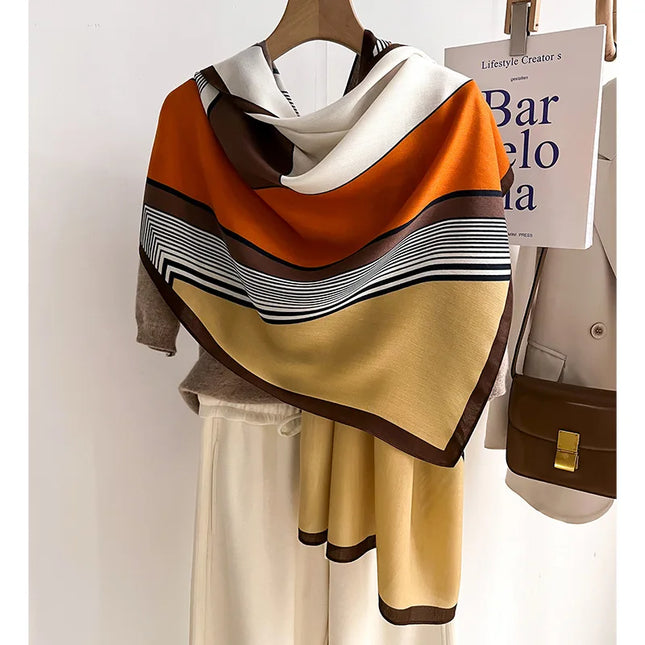 Damski luksusowy szalik zimowy z domieszką wełny | Miękki Wrap Pashmina | Ciepła bawełna | Wszechstronny szal lub nakrycie głowy | 66x178cm