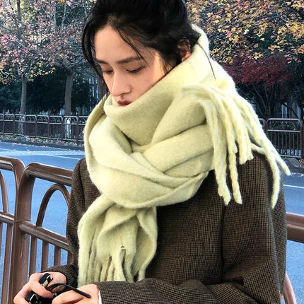 ChicWool | Luksusowy szalik zimowy Pashmina | Miękka ciepła chusta z frędzlami | Stylowy jednolity kolor | Modne akcesoria | 230x40cm