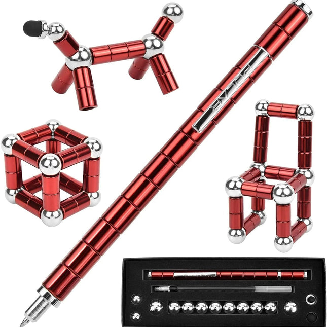 Magnetyczny, wielofunkcyjny długopis do deformacji | Zawiera 13 zestawów magnetycznych i 12 stalowych kulek | Fidget Ulga w stresie | Przekształć się w kształty | Z wkładami i wyjściami dotykowymi | Pudełko upominkowe w zestawie
