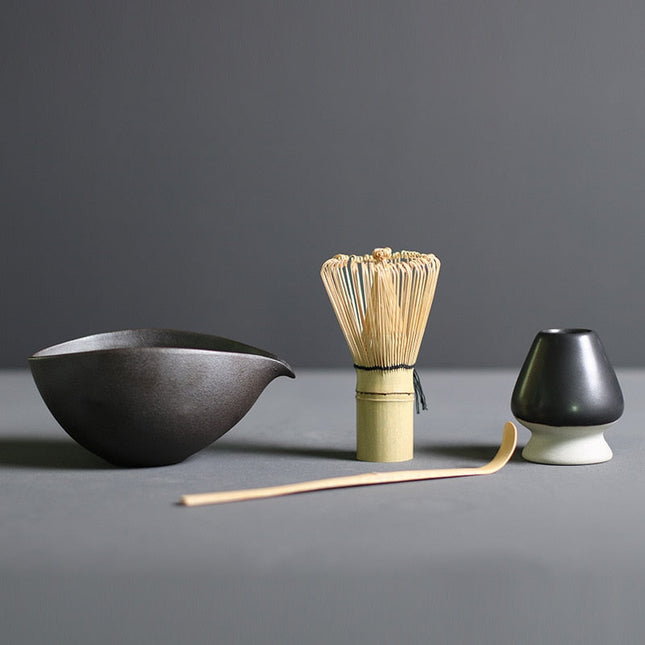 Kompletny zestaw do przygotowania Matcha | duże bambusowe trzepaczki i ceramiczna miska na herbatę