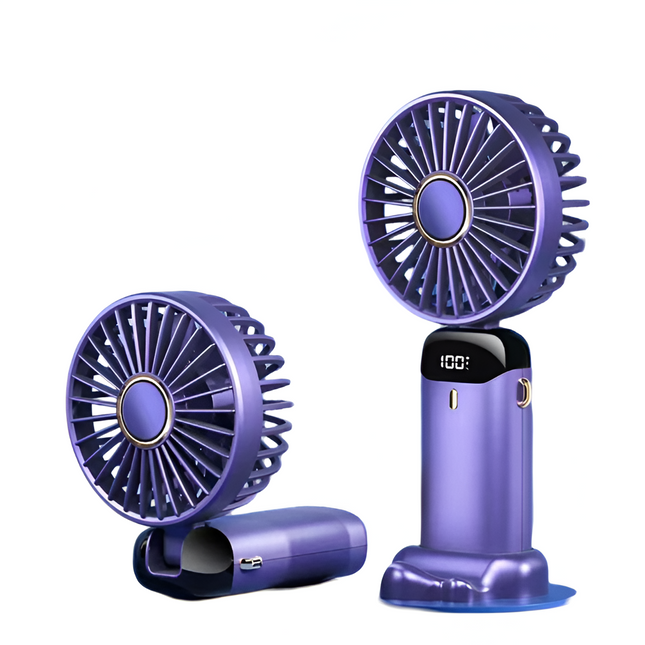 Ładowalny wentylator | 5-biegowe mini urządzenie użytkowe | Głowica regulowana 90° | Podwójna bateria 5000 mAh | Wyświetlacz LED | Niski poziom hałasu | Przenośny kieszonkowy rozmiar | Szybkie ładowanie typu C | Stylowy wygląd | Wielofunkcyjne