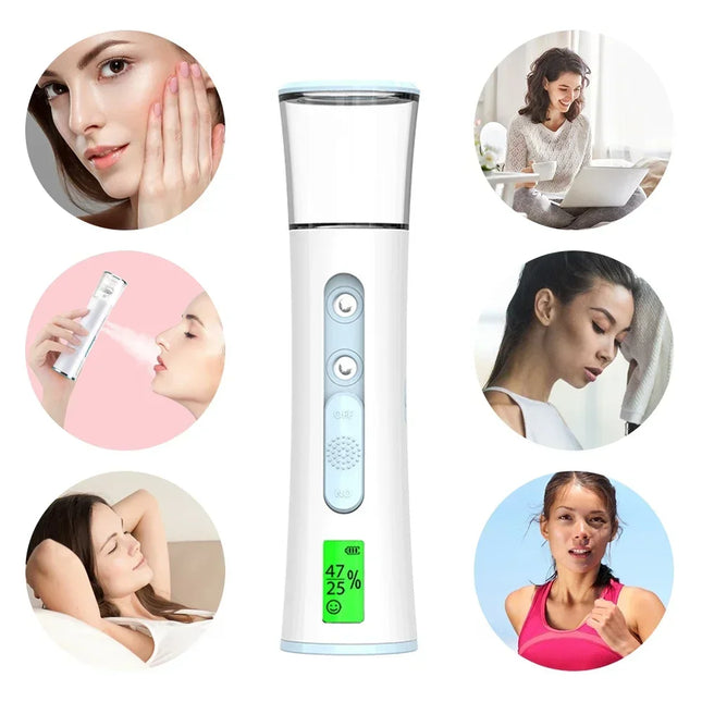 Świecąca Mgła | Kompaktowa Nano Mgiełka Nawilżająca | Przenośnie odświeżanie | Przyjazny w podróży tester wilgoci | 30 ml | Obsługa jednego użycia | Wszystkie małe skóry | Bezpieczny makijaż | Idealne do nawodnienia w podróży