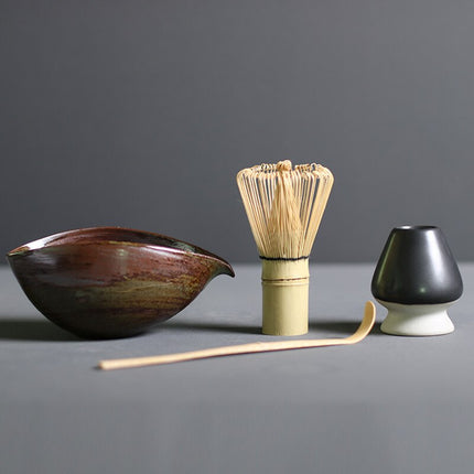 Kompletny zestaw do przygotowania Matcha | duże bambusowe trzepaczki i ceramiczna miska na herbatę