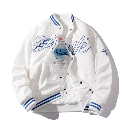 Kurtka baseballowa z kapturem unisex w stylu retro | Hip-hopowa odzież uliczna | Trwała, ciepła i stylowa kurtka dla mężczyzn i kobiet | Odzież wierzchnia na jesień i zimę | Vintage design i wygodne dopasowanie