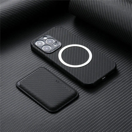 FiberGuard | Etui na iPhone'a kompatybilne z włókna węglowego MagSafe | Wbudowany portfel | Odporny na zarysowania | Elegancki wygląd | Gotowy do ładowania bezprzewodowego