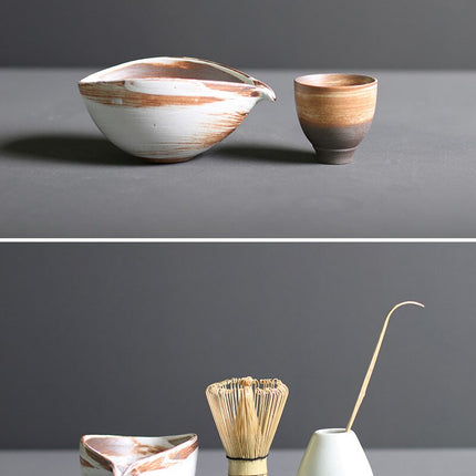 Kompletny zestaw do przygotowania Matcha | duże bambusowe trzepaczki i ceramiczna miska na herbatę