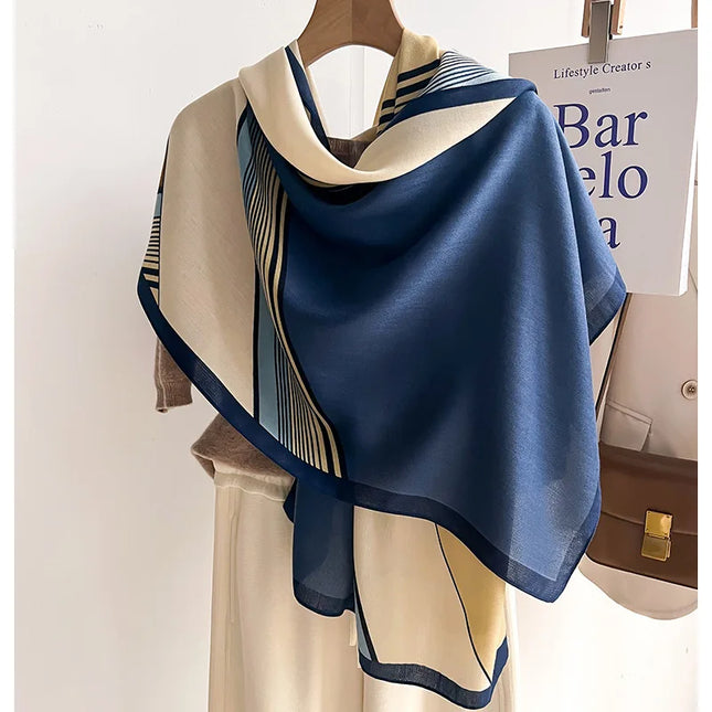 Damski luksusowy szalik zimowy z domieszką wełny | Miękki Wrap Pashmina | Ciepła bawełna | Wszechstronny szal lub nakrycie głowy | 66x178cm