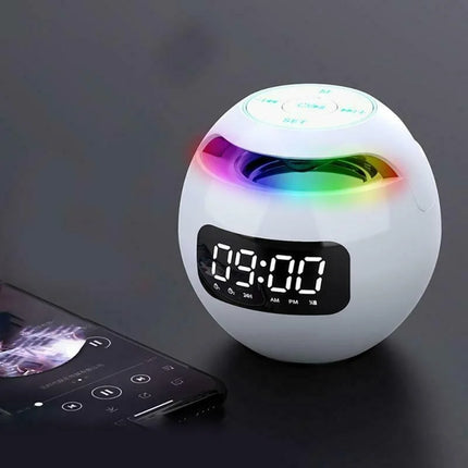 Głośnik z budzikiem Bluetooth Ball | Cyfrowy wyświetlacz LED | Kolorowe światło nocne | Bluetooth 5.0 | Bateria 2200 mAh | Inteligentne wykrywanie ruchu | Wysokiej jakości głośnik 5W | Kompaktowa konstrukcja | Biały, czarny, różowy