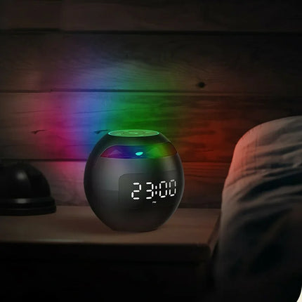 Głośnik z budzikiem Bluetooth Ball | Cyfrowy wyświetlacz LED | Kolorowe światło nocne | Bluetooth 5.0 | Bateria 2200 mAh | Inteligentne wykrywanie ruchu | Wysokiej jakości głośnik 5W | Kompaktowa konstrukcja | Biały, czarny, różowy