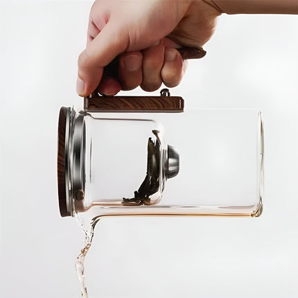 wielki inteligentny czajniczek | Borokrzemian z drewnianą rączką | Dozowanie jednym z | Odporny na temperaturę | 520ml/720ml | Zaparzacz można myć w zmywarce | Regulowany czas parzenia | Pełna zawartość w zestawie