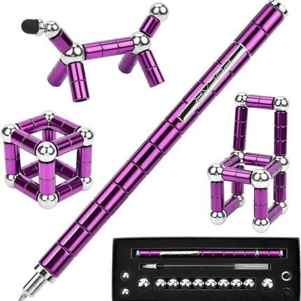 Magnetyczny, wielofunkcyjny długopis do deformacji | Zawiera 13 zestawów magnetycznych i 12 stalowych kulek | Fidget Ulga w stresie | Przekształć się w kształty | Z wkładami i wyjściami dotykowymi | Pudełko upominkowe w zestawie