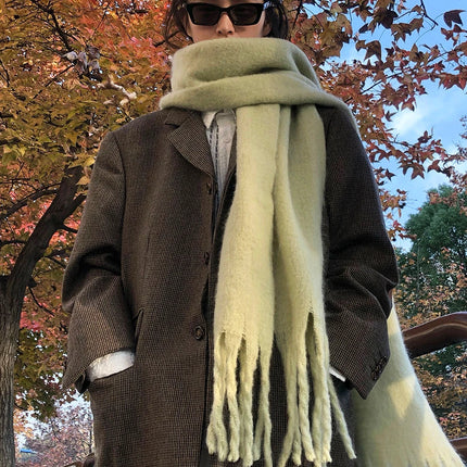 ChicWool | Luksusowy szalik zimowy Pashmina | Miękka ciepła chusta z frędzlami | Stylowy jednolity kolor | Modne akcesoria | 230x40cm