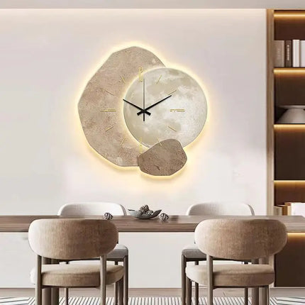 Nowoczesny skandynawski podświetlany zegar ścienny | Luksusowy projekt artystyczny | Elegancki wystrój domu | Idealny do salonu lub biura