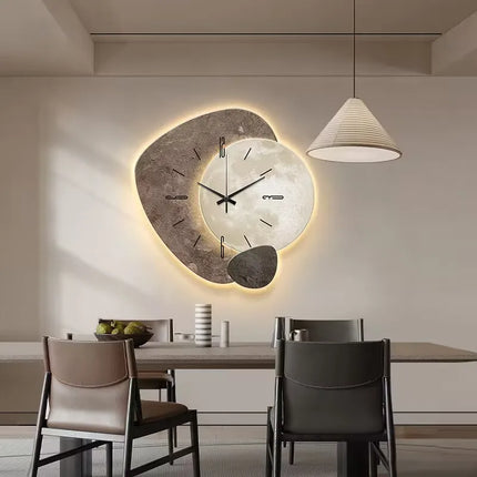 Nowoczesny skandynawski podświetlany zegar ścienny | Luksusowy projekt artystyczny | Elegancki wystrój domu | Idealny do salonu lub biura