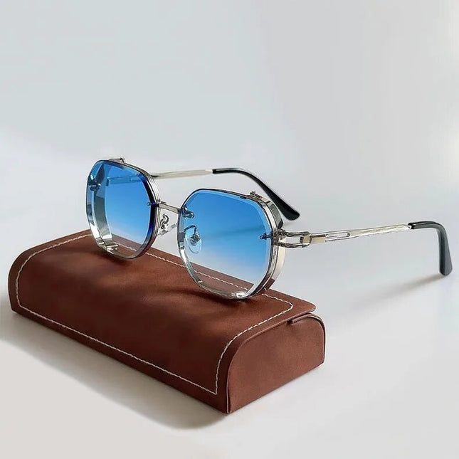 Bazyliowe okulary przeciwsłoneczne | Styl Vintage | Rama aluminiowa | Spolaryzowana ochrona przed promieniowaniem UV | Wygodny nosek | Idealny na plażę, festiwal, codzienne wyjścia | Czarny, niebieski, fioletowy, brązowy