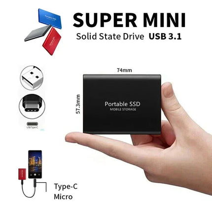 Superszybki zewnętrzny dysk SSD o pojemności 2 TB | Kompaktowa, szybka pamięć USB 3.1 | Interfejs M.2 typu C do komputerów stacjonarnych i laptopów