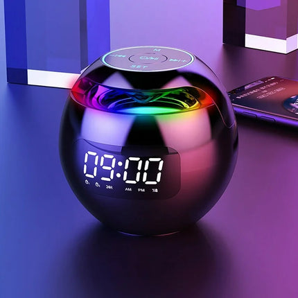 Głośnik z budzikiem Bluetooth Ball | Cyfrowy wyświetlacz LED | Kolorowe światło nocne | Bluetooth 5.0 | Bateria 2200 mAh | Inteligentne wykrywanie ruchu | Wysokiej jakości głośnik 5W | Kompaktowa konstrukcja | Biały, czarny, różowy