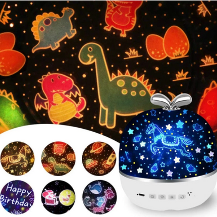 Światło nocne SkyProjector™ | Regulowane oświetlenie | Projekcje gwiazd, księżyca i zwierząt | Pilot zdalnego sterowania | Idealny do pokoju dziecięcego i dziecięcego | Cichy obrót o 360° | Zwiększa kreatywność i sen | W zestawie kabel do ładowania USB
