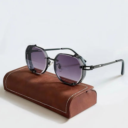 Bazyliowe okulary przeciwsłoneczne | Styl Vintage | Rama aluminiowa | Spolaryzowana ochrona przed promieniowaniem UV | Wygodny nosek | Idealny na plażę, festiwal, codzienne wyjścia | Czarny, niebieski, fioletowy, brązowy