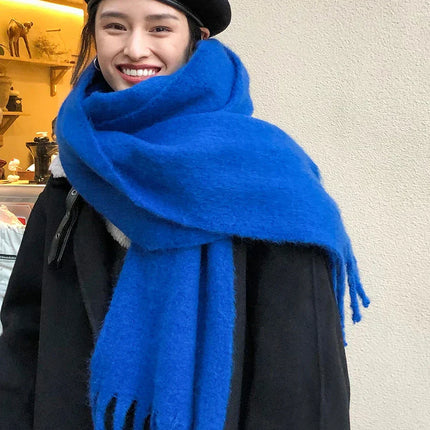 ChicWool | Luksusowy szalik zimowy Pashmina | Miękka ciepła chusta z frędzlami | Stylowy jednolity kolor | Modne akcesoria | 230x40cm