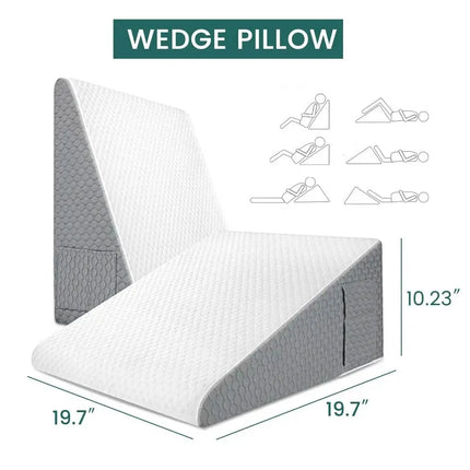 Ergonomiczna podkładka klinowa z elastycznym | Ulga w przypadku refluksu żołądkowego | Rekonwalescencja pooperacyjna | Okładka w kratę i paski | Przenośny z kieszeniami | Wsparcie pamięci