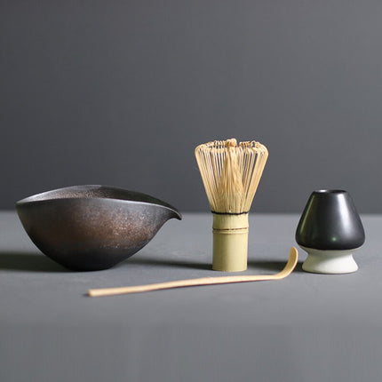 Kompletny zestaw do przygotowania Matcha | duże bambusowe trzepaczki i ceramiczna miska na herbatę