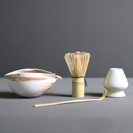 Kompletny zestaw do przygotowania Matcha | duże bambusowe trzepaczki i ceramiczna miska na herbatę