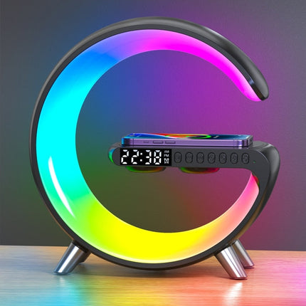 Wielofunkcyjny ChargeHub | Lampka nocna LED RGB | Cyfrowy budzik | Bezprzewodowa ładowarka | Głośnik Bluetooth | Kontrolowane przez zastosowanie użytkownika i alarmy | Zalecane do stosowania w warunkach naturalnych