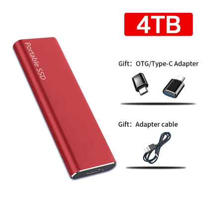 Bezpieczna przestrzeń | Dysk przenośny 4 TB USB-C | Metalowa obudowa | Szybki USB 3.1 | kompatybilność z PC, Mac, Android | Bezproblemowy plug-and-play | Dostępne kolory: czerwony, czarny, niebieski, srebrny