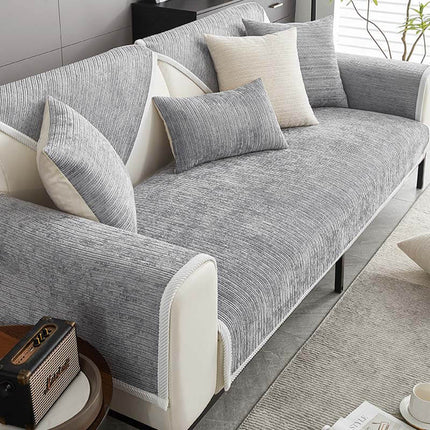 SofaSkins™ | Ultramiękka, odporna na zarysowania narzuta na sofę Chenille | Uniwersalna tarcza ochronna | Stylowy wzór w paski dla właścicieli zwierząt | Komfort i trwałość