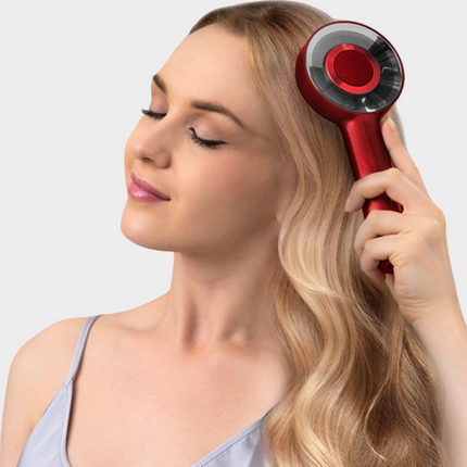 Masażer 3w1 do Skóry Głowy | Terapia Światłem Czerwonym | Ergonomiczna Szczotka do Rozczesywania | Zrelaksowane i Zdrowe Włosy | Tryby Kojejący, Odświeżający, Relaksacyjny | Nowoczesna Pielęgnacja Skóry Głowy
