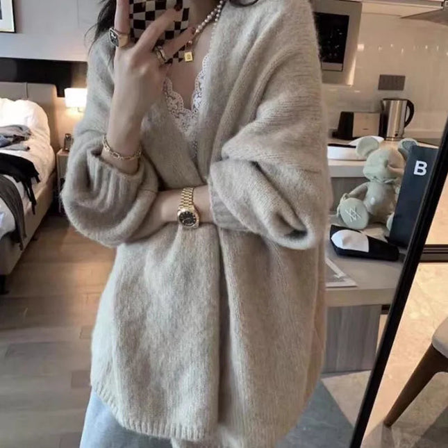 Gruby, wełniany, przytulny kardigan dla kobiet | Zapięcie na guziki | Ciepły sweter w stylu vintage | Bella Couture | Ultra wygodna odzież zimowa