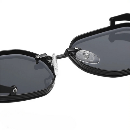 Bazyliowe okulary przeciwsłoneczne | Styl Vintage | Rama aluminiowa | Spolaryzowana ochrona przed promieniowaniem UV | Wygodny nosek | Idealny na plażę, festiwal, codzienne wyjścia | Czarny, niebieski, fioletowy, brązowy