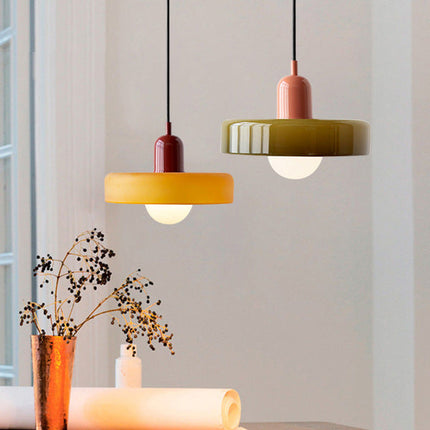 Lampa wisząca Bauhaus | Żywe kolorowe szkło | Nowoczesny design | Funkcjonalny wystrój domu | Energooszczędne oświetlenie do salonu, jadalni i sypialni