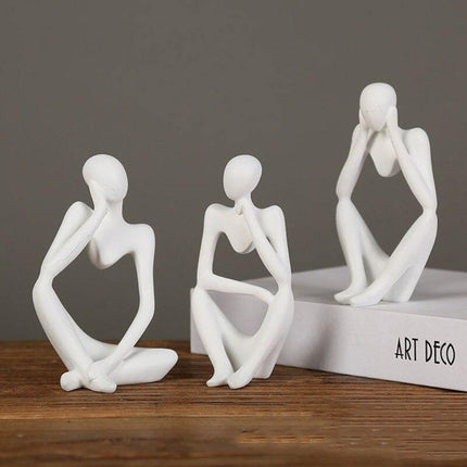Abstrakcyjna, elegancka statua z żywicy myśliciela | Nowoczesny minimalistyczny design | Wystrój blatu | Trzy kolory i pozy | Sztuka domowego biura | Przyjazny dla środowiska | 8cm x 13cm | Wyjątkowy pomysł na prezent