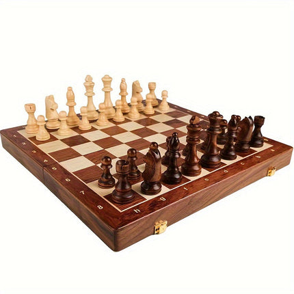 Zestaw strategii | Eleganckie drewno | Szachownica 39cm | Ponadczasowy design dla wszystkich poziomów umiejętności