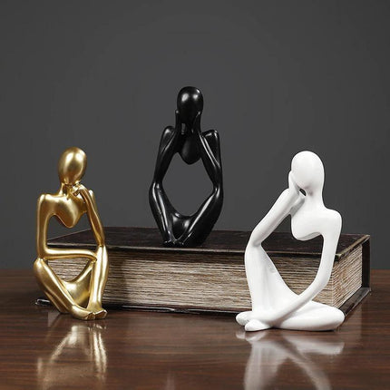 Abstrakcyjna, elegancka statua z żywicy myśliciela | Nowoczesny minimalistyczny design | Wystrój blatu | Trzy kolory i pozy | Sztuka domowego biura | Przyjazny dla środowiska | 8cm x 13cm | Wyjątkowy pomysł na prezent
