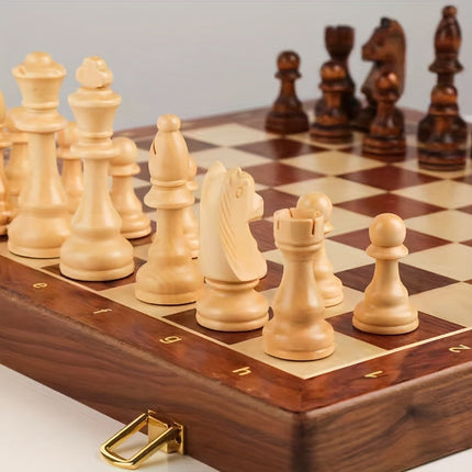 Zestaw strategii | Eleganckie drewno | Szachownica 39cm | Ponadczasowy design dla wszystkich poziomów umiejętności