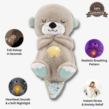 Snuggle Oddychająca Wydra Niedźwiedź | Pluszowa zabawka 30 cm z kojącą muzyką i muzyką | Idealny pomocnik w zasypianiu i towarzysz przytulania | Materiały wysokiej jakości | Prezent dla dziecka o miękkiej fakturze i delikatnych danych osobowych