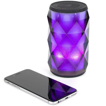 Pulsar Crystal Can głośnik Bluetooth | Zasięg bezprzewodowy 10m | Tryb oświetlenia LED | Przenośny i ładowalny | Kompaktowy 8x8x13,5cm | Moc wyjściowa 3 W | Połączenie Aux i Bluetooth | Efekt Galaktyki | Lekka konstrukcja audio