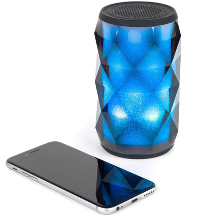 Pulsar Crystal Can głośnik Bluetooth | Zasięg bezprzewodowy 10m | Tryb oświetlenia LED | Przenośny i ładowalny | Kompaktowy 8x8x13,5cm | Moc wyjściowa 3 W | Połączenie Aux i Bluetooth | Efekt Galaktyki | Lekka konstrukcja audio