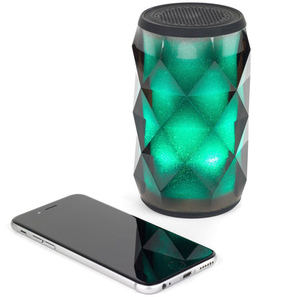 Pulsar Crystal Can głośnik Bluetooth | Zasięg bezprzewodowy 10m | Tryb oświetlenia LED | Przenośny i ładowalny | Kompaktowy 8x8x13,5cm | Moc wyjściowa 3 W | Połączenie Aux i Bluetooth | Efekt Galaktyki | Lekka konstrukcja audio