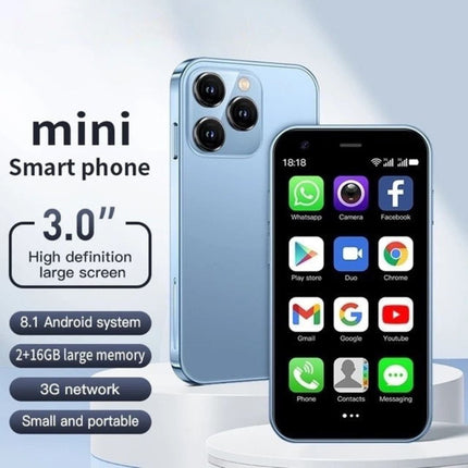 Najmniejszy smartfon na świecie | Androida 8.1 | 3,0-calowy ekran | 2GB RAM | Pamięć 16 GB | GPS | Bluetooth | Wi-Fi | USB-C | Minitelefon gotowy do obsługi aplikacji