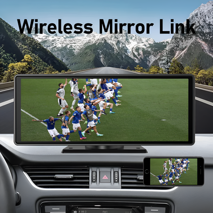 Bezprzewodowy ekran CarPlay HD o przekątnej 10,3 cala | Odłączany wyświetlacz | Bluetooth 5.0 | Wbudowany Android Auto | Kamera przednia 4K | Radio FM | Łatwa instalacja | Zawiera kamerę cofania | Rozdzielczość 1600x600
