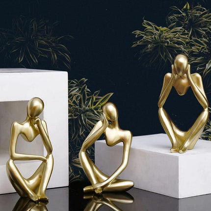 Abstrakcyjna, elegancka statua z żywicy myśliciela | Nowoczesny minimalistyczny design | Wystrój blatu | Trzy kolory i pozy | Sztuka domowego biura | Przyjazny dla środowiska | 8cm x 13cm | Wyjątkowy pomysł na prezent