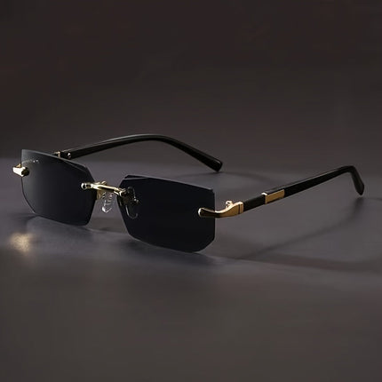 Oliwier | Męskie okulary kwadratowe w stylu vintage, bezramowe | Rama ze stali nierdzewnej | Soczewki poliwęglanowe | Stylowe okulary na co dzień