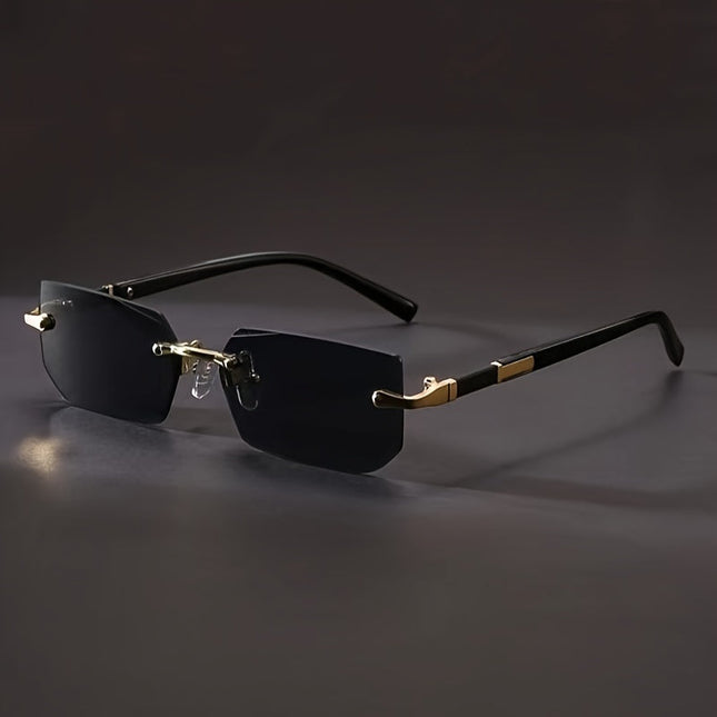 Oliwier | Męskie okulary kwadratowe w stylu vintage, bezramowe | Rama ze stali nierdzewnej | Soczewki poliwęglanowe | Stylowe okulary na co dzień