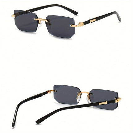 Oliwier | Męskie okulary kwadratowe w stylu vintage, bezramowe | Rama ze stali nierdzewnej | Soczewki poliwęglanowe | Stylowe okulary na co dzień